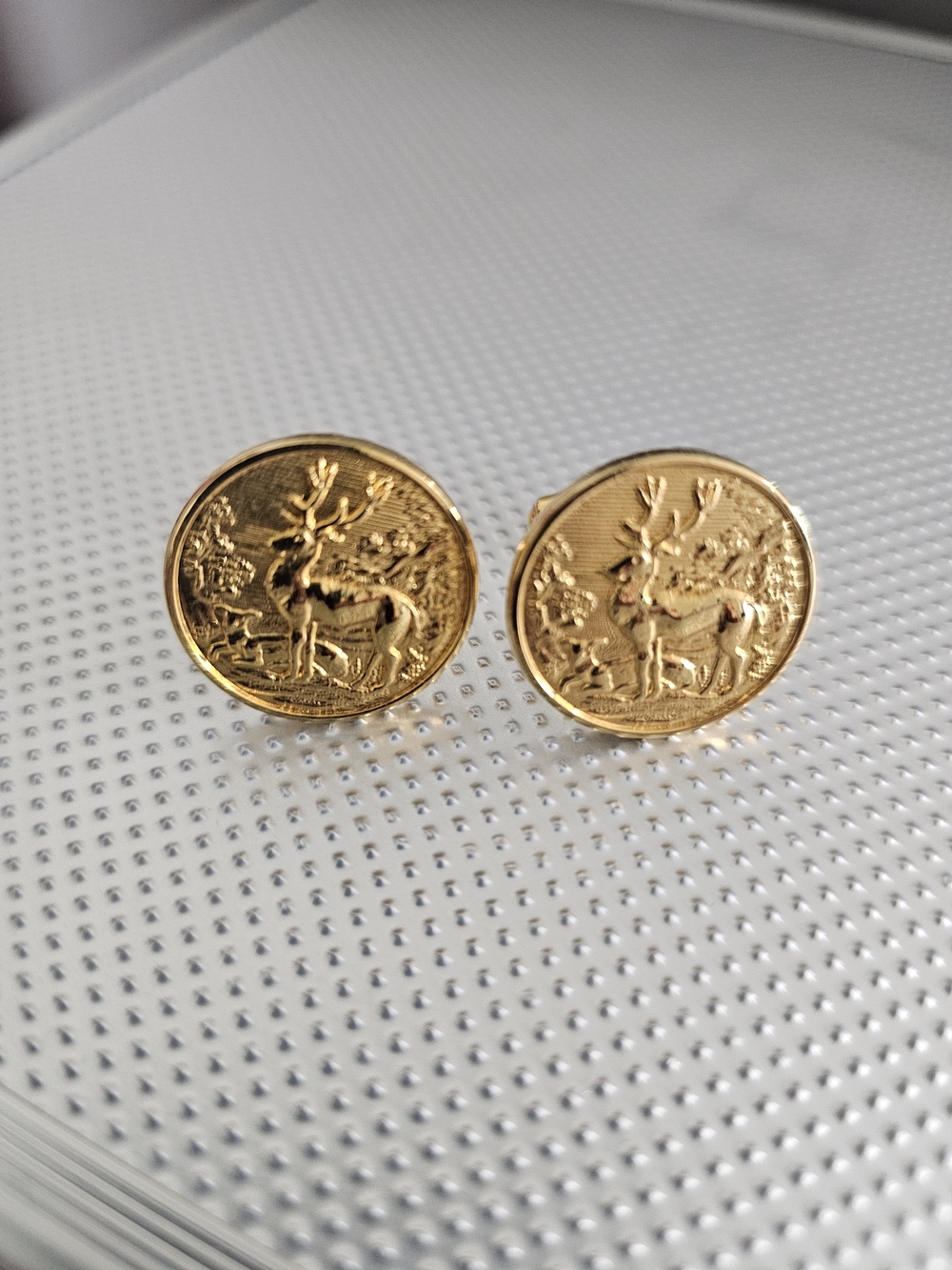 Gold-tone Stag Coin Cuff Links